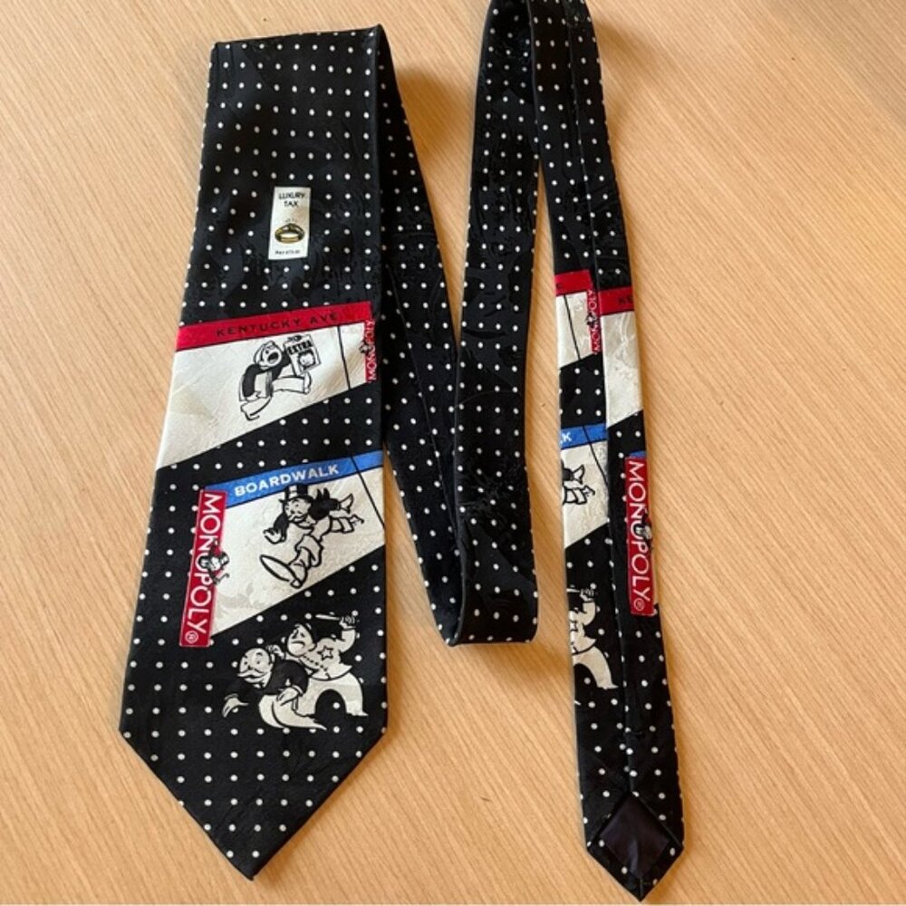 Vintage Monopoly 100% Silk Board Game Tie Luxury Tax